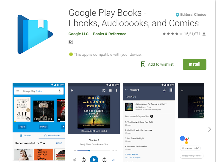 Google Playbooks-Audiobook App Player for Android