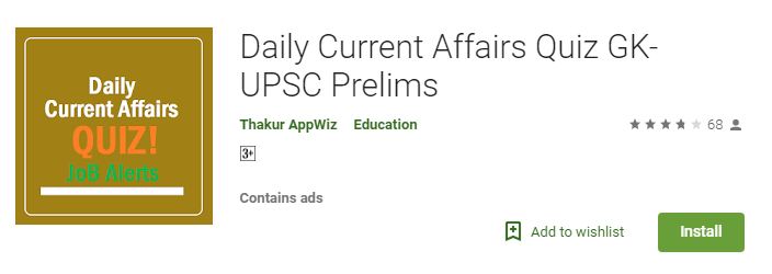 Daily Current Affairs Quiz GK UPSC Prelims-Best Current Affairs apps