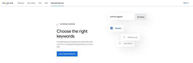 Google Keyword Planner-Free SEO Tools for Keywords Research