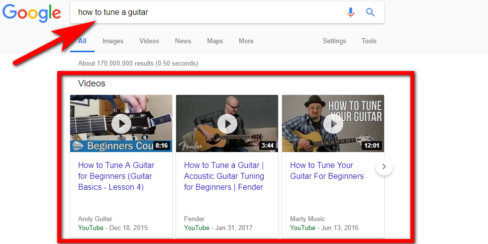 The YouTube featured snippets