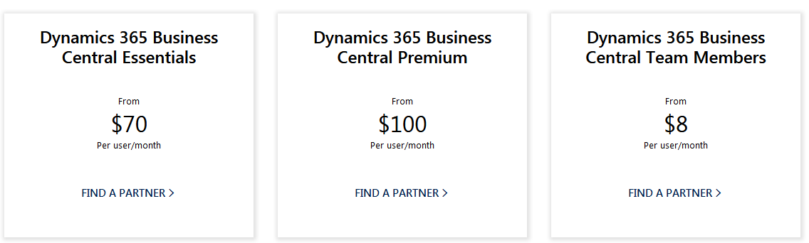 business central on premise pricing