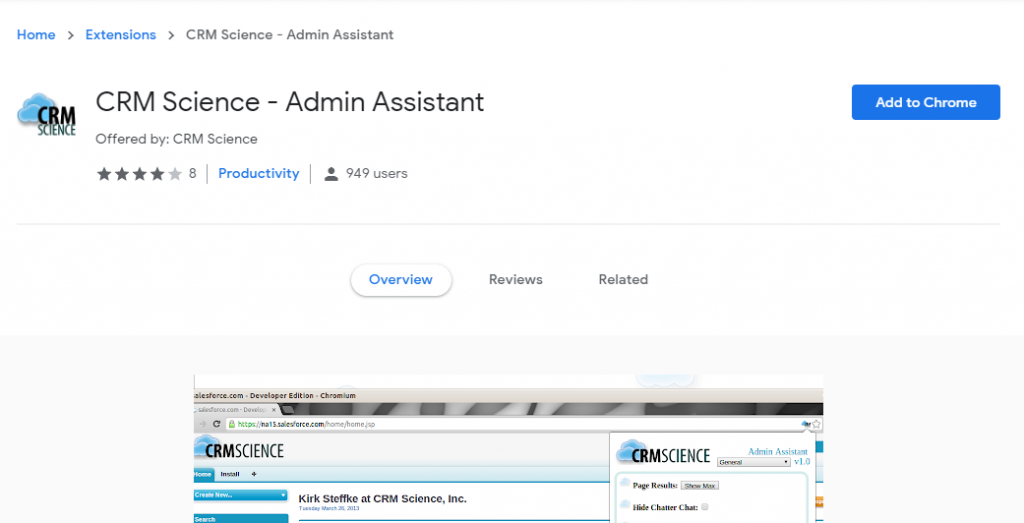 salesforce google chrome extensions-Admin Assistant