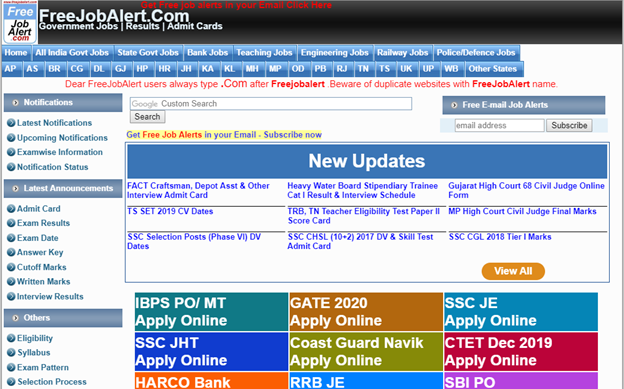 Best Free Site For Latest Government Jobs Notifications in India-Free Job Alert