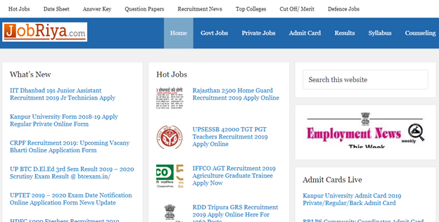 Best Free Site For Latest Government Jobs Notifications in India-Jobriya