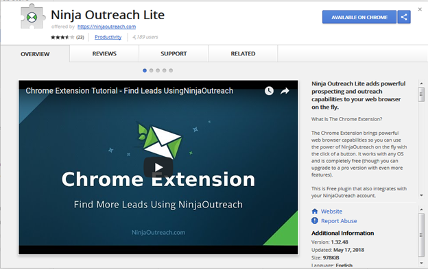 Best SEO Chrome Extensions for Digital Marketer and SEO-Ninja Outreach Lite extension