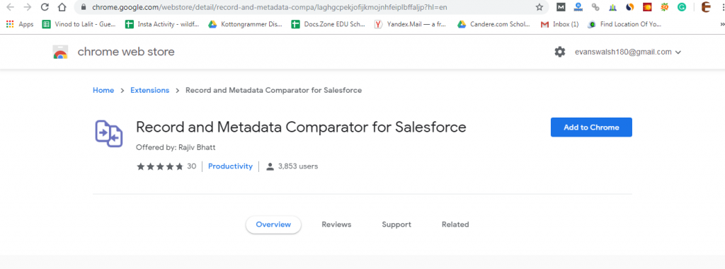 salesforce google chrome extensions-Record and Metadata Comparator