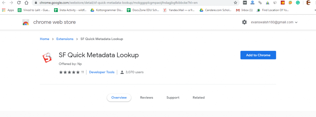 salesforce google chrome extensions-SF Quick Metadata Lookup