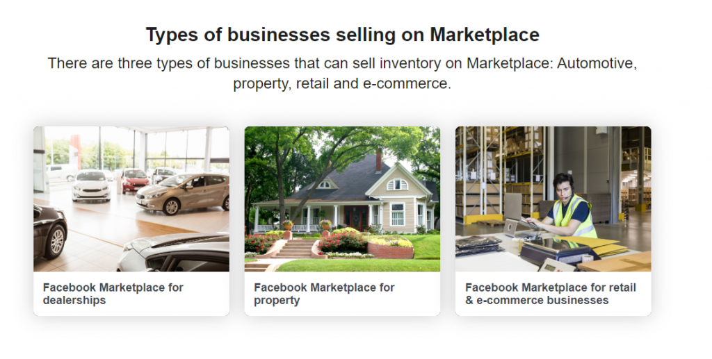 Facebook Marketplace business type