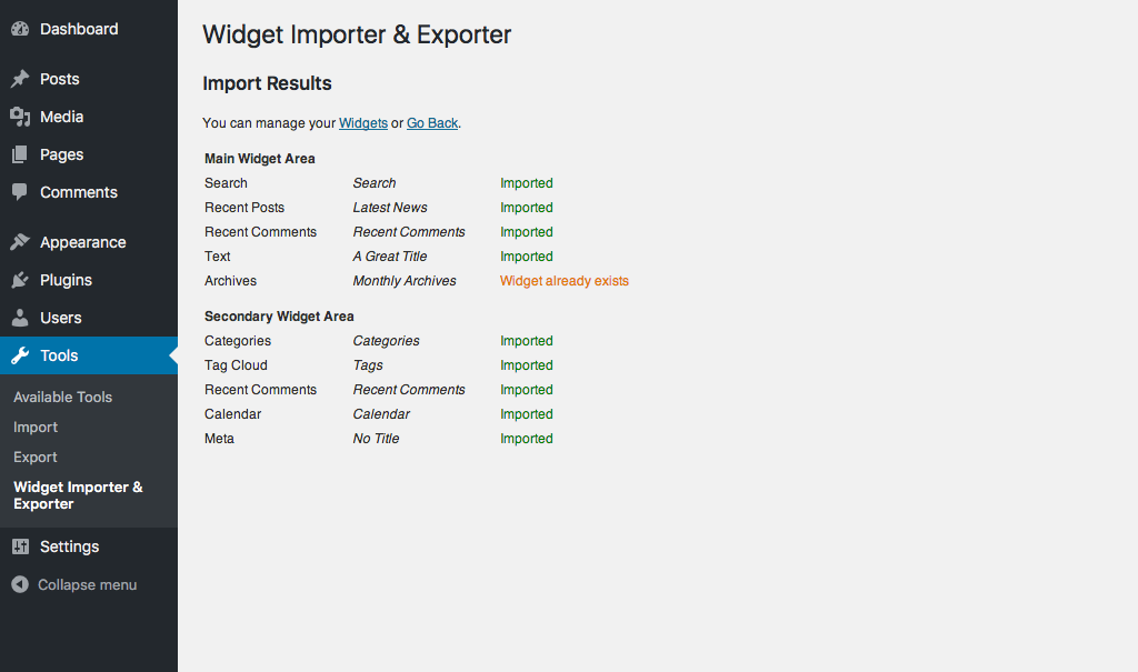 Best WordPress Sidebar Widgets Download-Widget importer and exporter