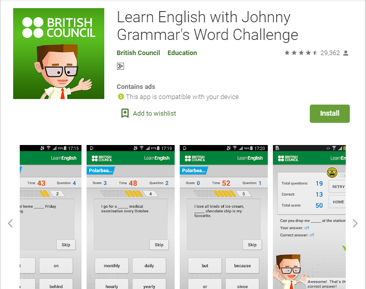 Johny Grammar Word Challenge-English Learning Apps