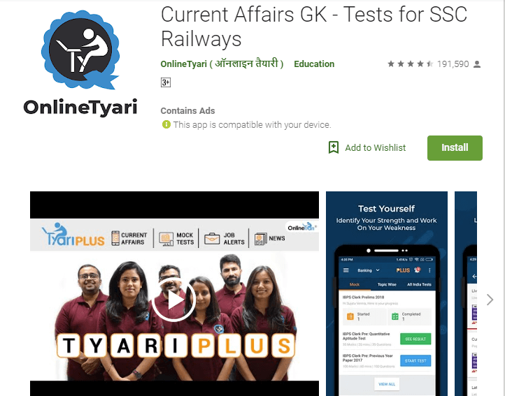 Current Affairs Apps-Current Affairs GK - Tests for SSC Railways