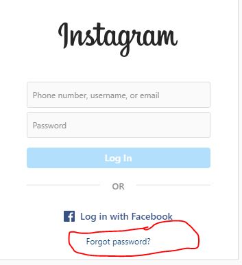 Instagram forget password