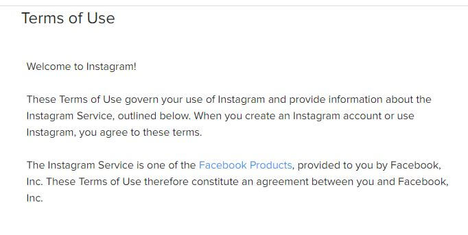 Instagram term of use