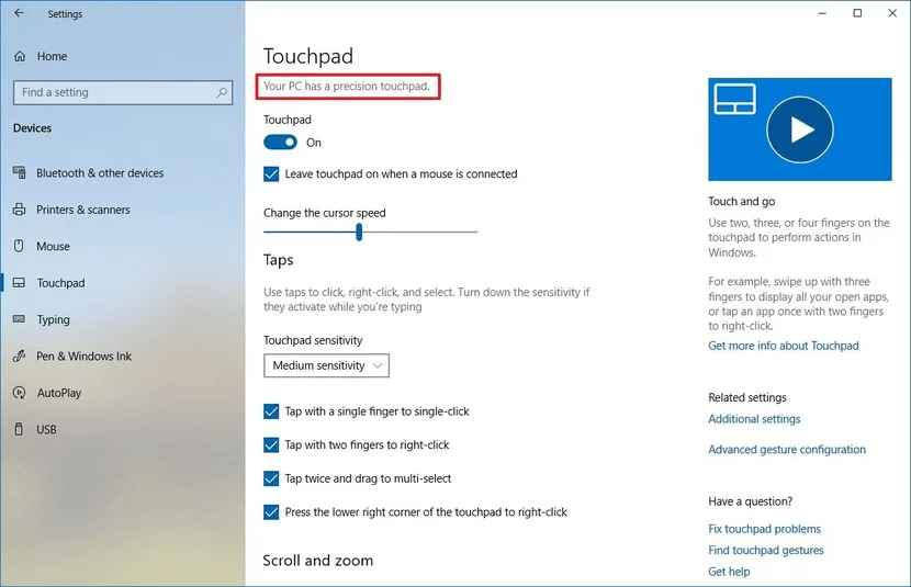 Make Sure Touchpad is Enabled in Settings
