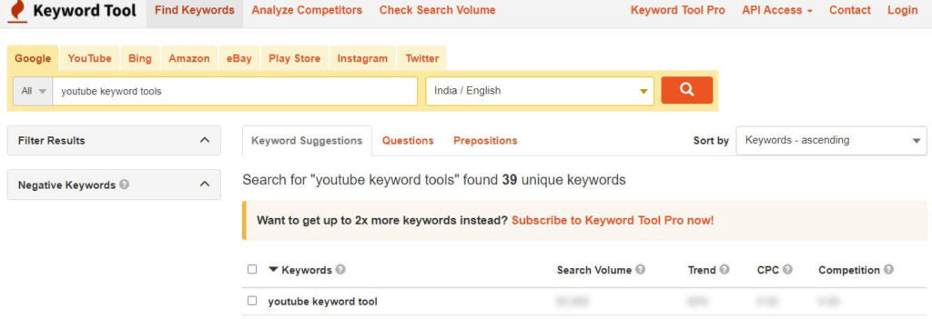 Keywordtool.io-best keyword research tool for YouTube