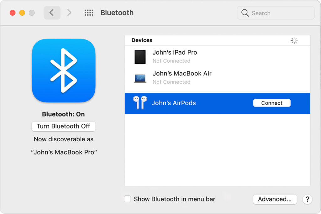 Detect and connect the AirPods