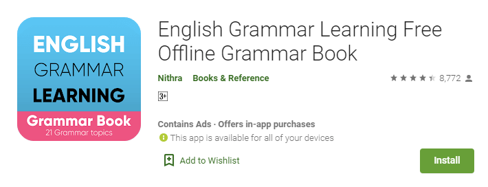 English Grammar Learning Free Offline Grammar Book