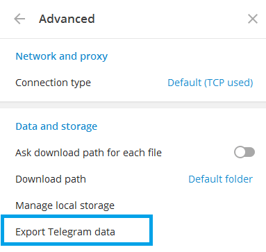 option of exporting the data options