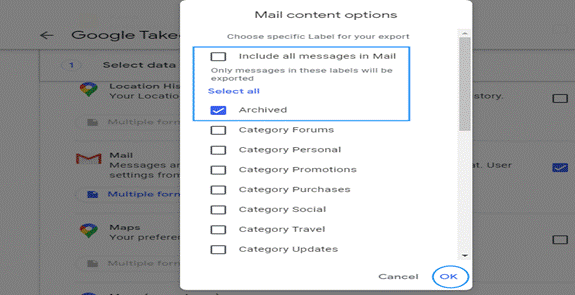 Include all messages in Mail options