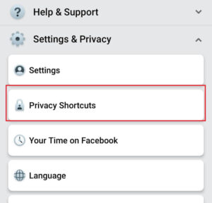 Tap on Privacy Shortcuts