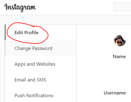 click profile edit