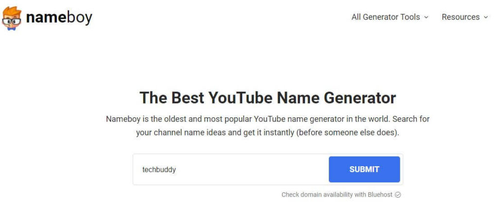 nameboy - Generate YouTube Channel Name