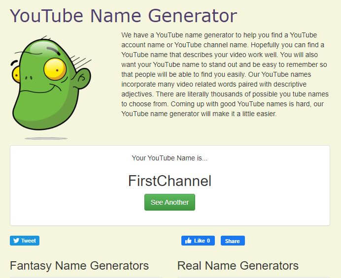namenami- Generate YouTube Channel Name