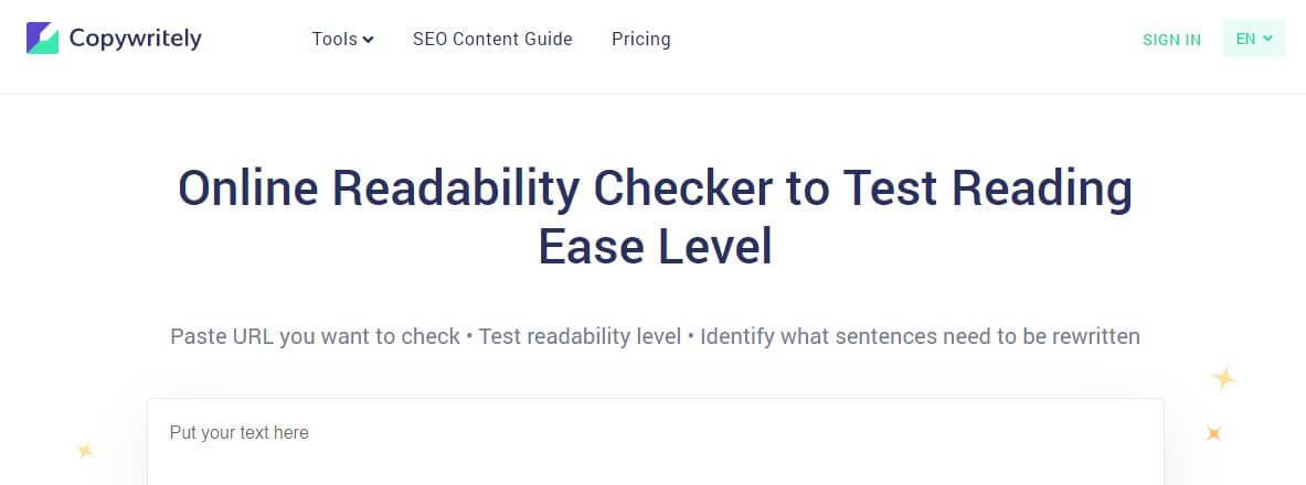 copywritely-Best Free SEO Content Readability Checker Tools Online