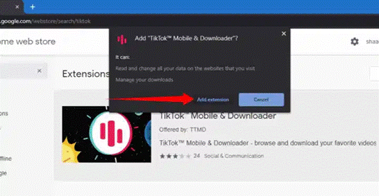 tik tok download chrome