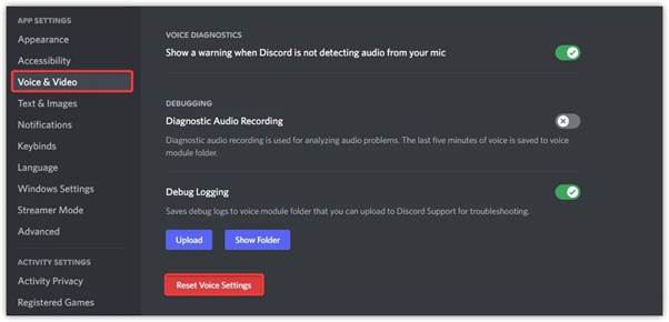 Reset Voice Settings on Discord